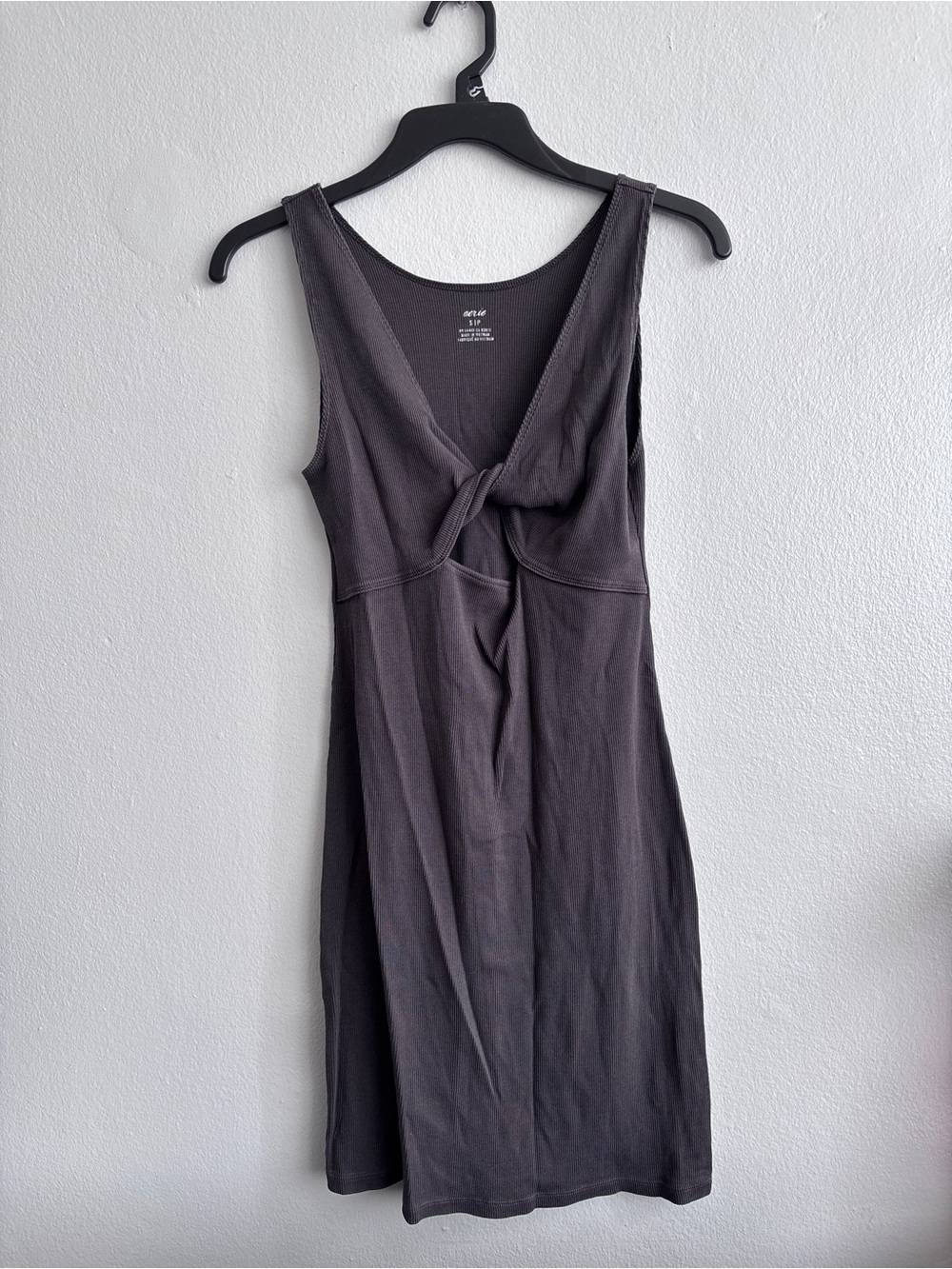 aerie Charcoal Knot-Front Sleeveless Midi Dress